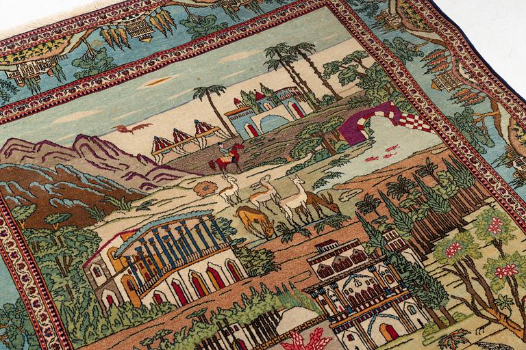 Matta, semiantik Keshan figural, ca 198 x 134 cm.