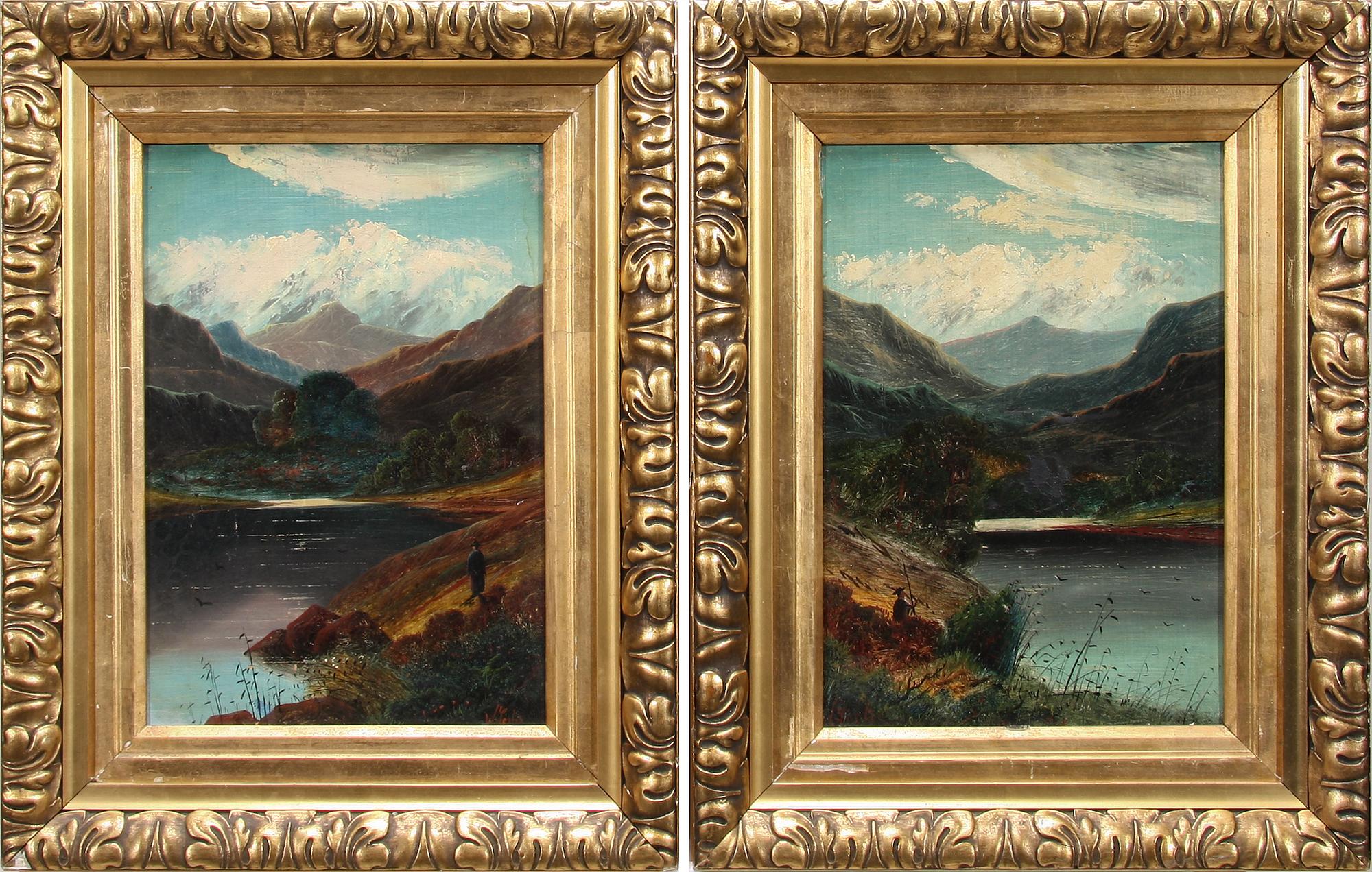 OKÄND KONSTNÄR, olja på duk, 2 st, bär sign, 1900-tal.