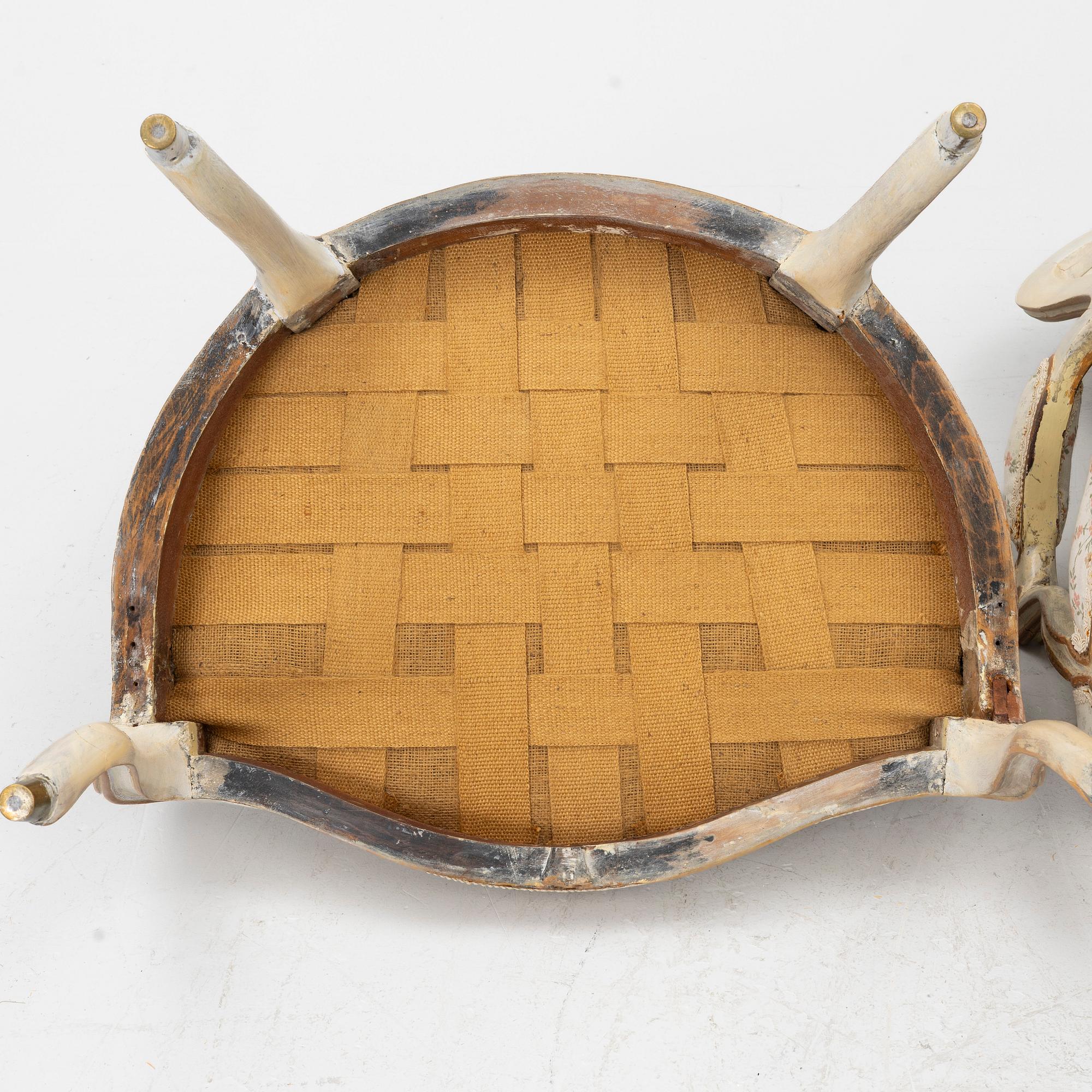 A matched pair of Rococo armchairs, 18th Century.