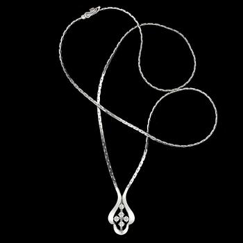 COLLIER, 18k vitguld med 5 små briljatslipade diamanter, tot ca 0,025 ct. Vikt ca 10 gram.