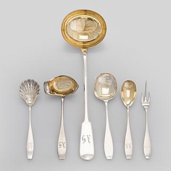 Serveringbestick, 6 st, silver, Finland 1916-1953.