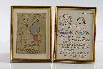 MUMMA, KAR DE, 2 st, tuschteckningar, sign.