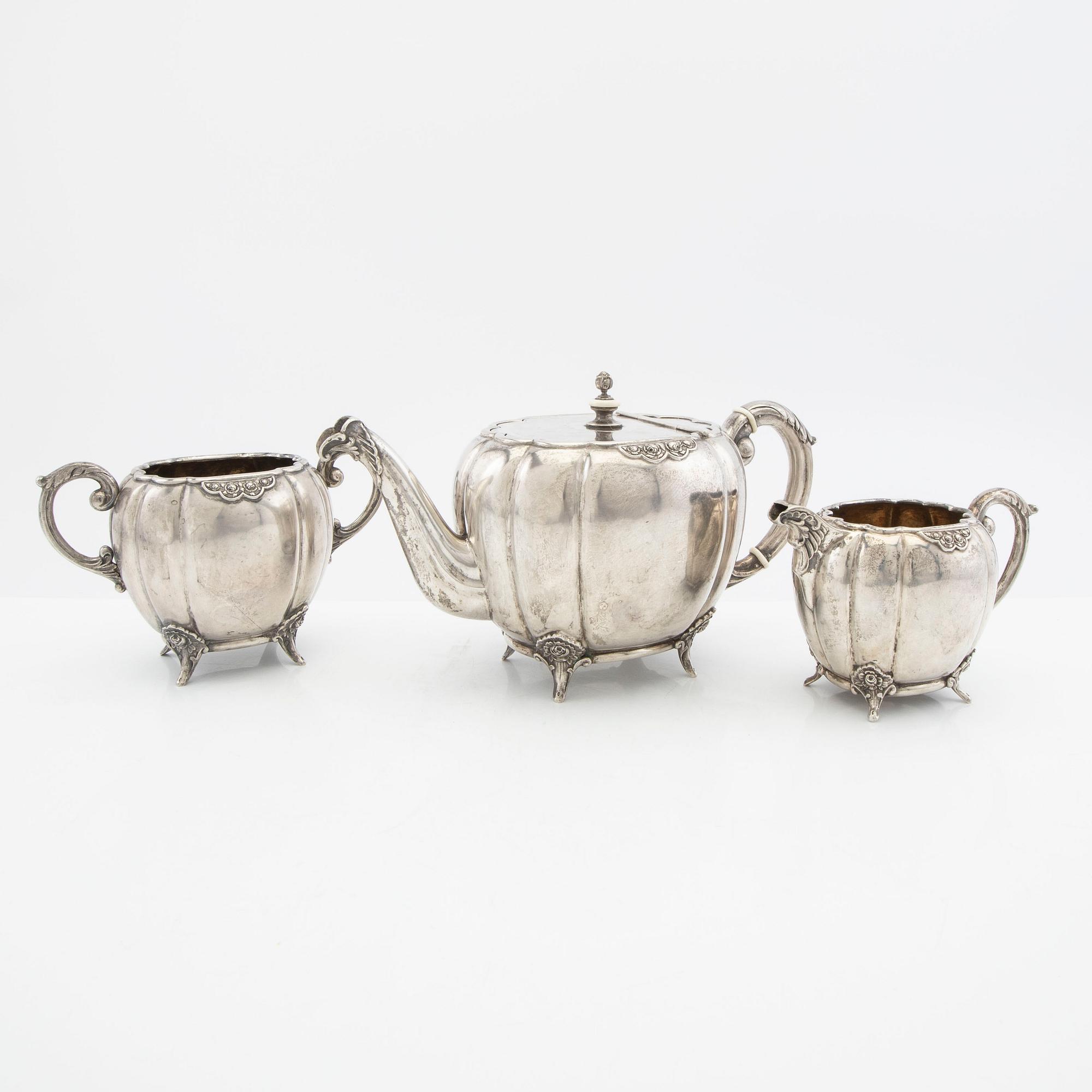 Tea service 3 dl silver Hungary early 20th century.