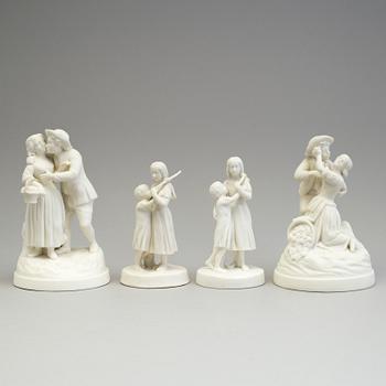 FOUR PARIAN GROUPS, Gustafsberg, early 20th century.