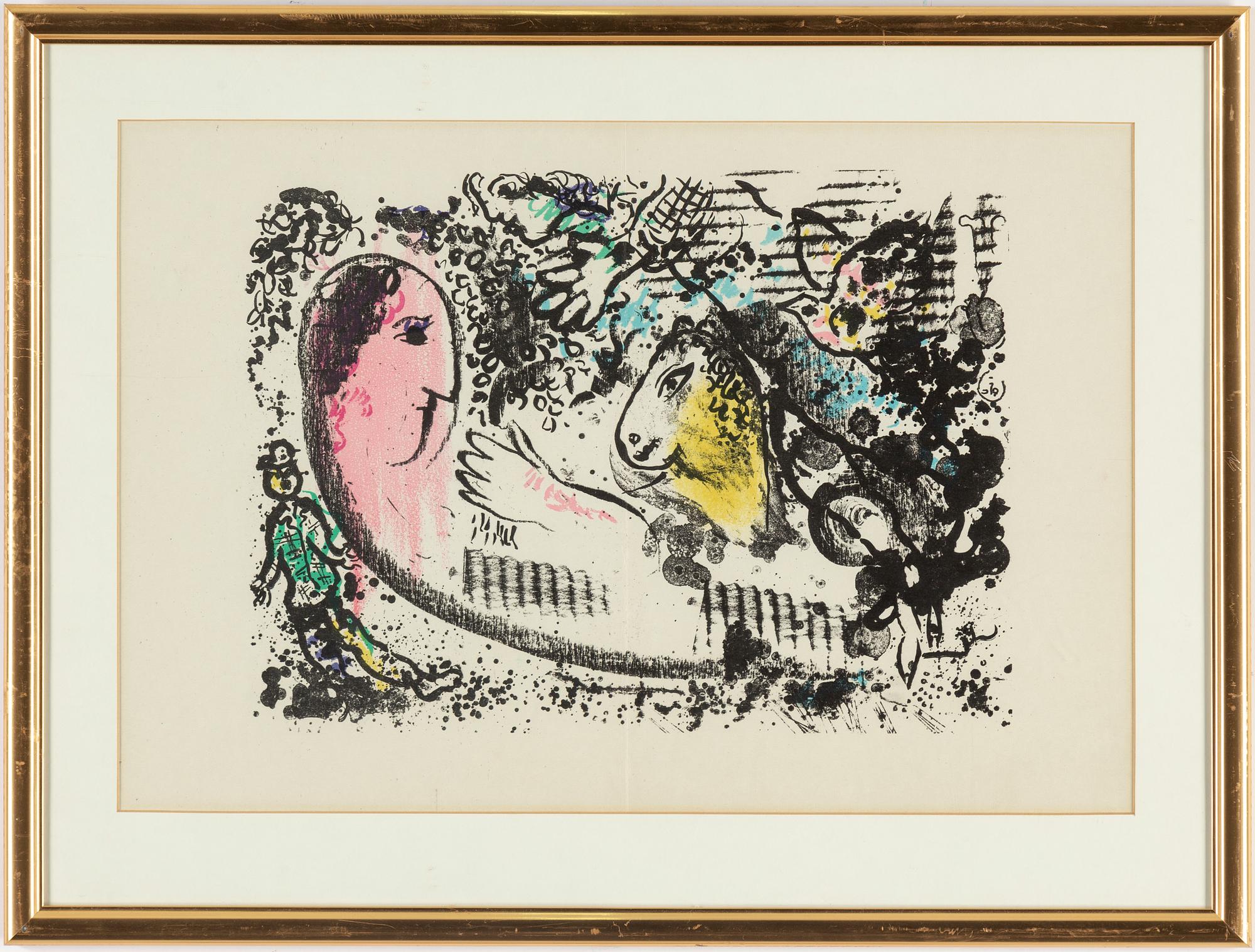 MARC CHAGALL,  lithograph in colours from Derrière le Miroir nr 182 1969.