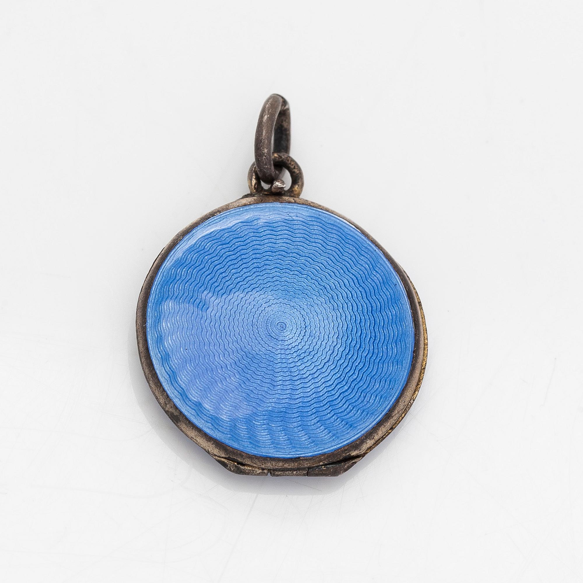 A gilded silver and enamel box, Marius Hammer, Norway, and a pendant in silver and enamel.