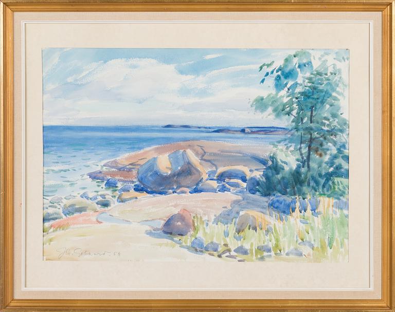 Johannes Gebhard, akvarelli, signeerattu ja päivätty -54.