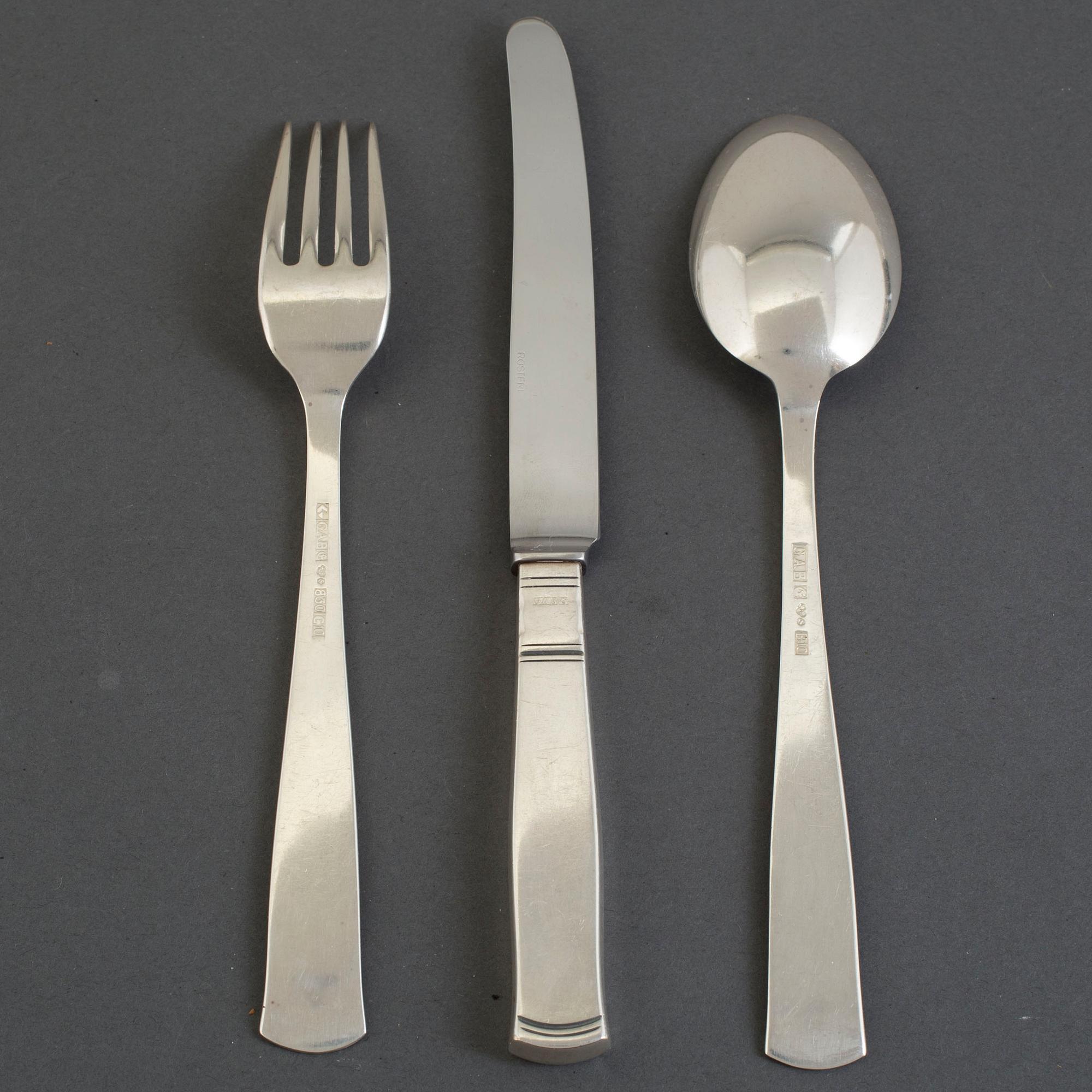 30 pieces of silver cutlery "Rosenholm", GAB, Stockholm, ca 1965-1979. Weight ca 1422 grams.
