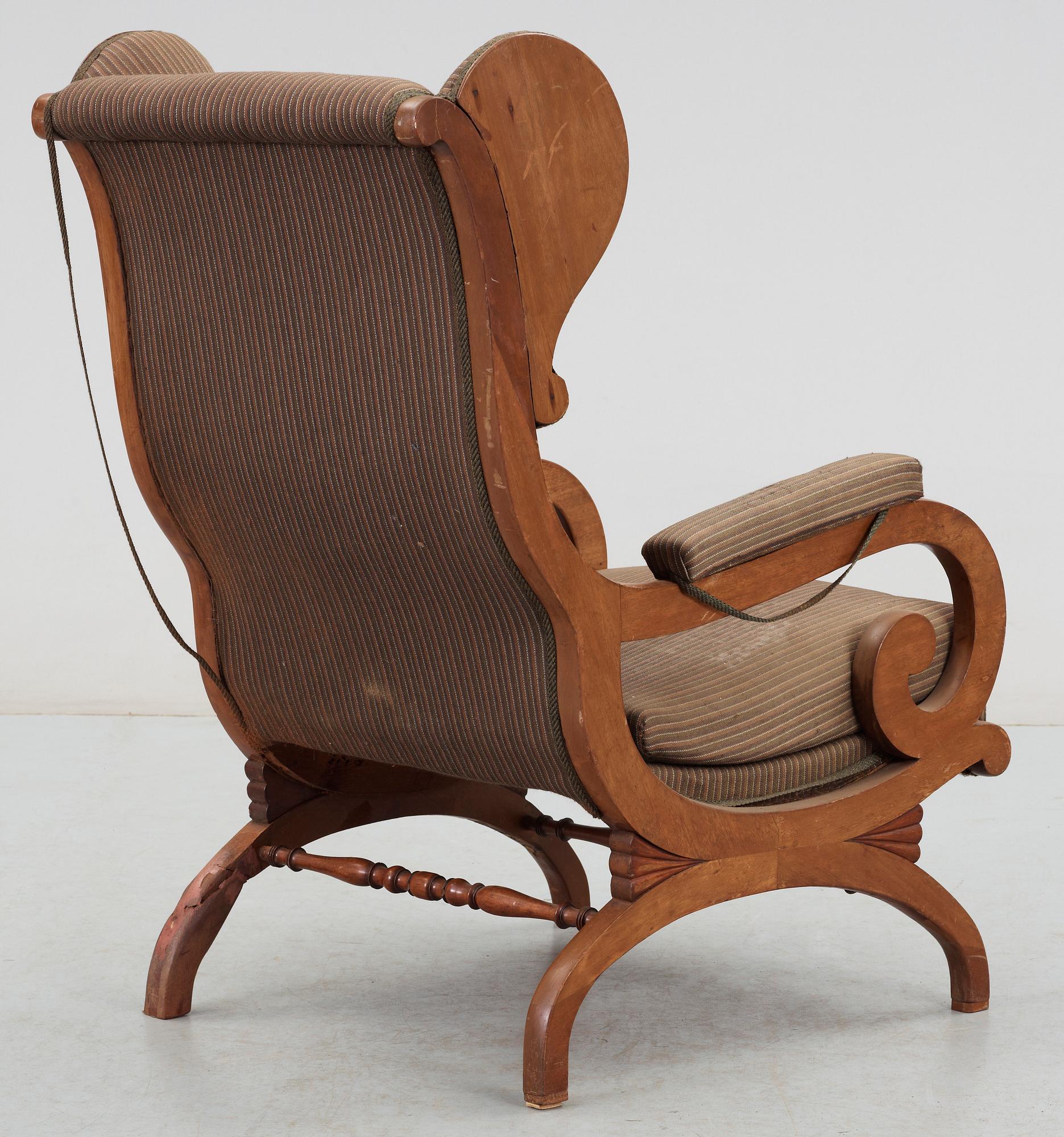FÅTÖLJ, biedermeier, 1800-talats första hälft.