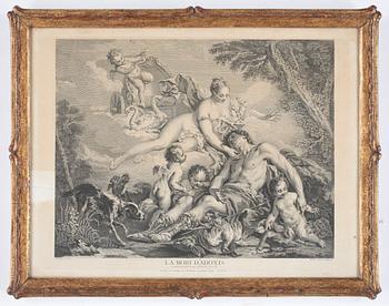 Francois Boucher · KOPPARTSTICK, Francois Boucher efter, gravyr av Michel Aubert, 1800-tal.
