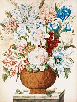 333. Maria Sybilla Merian Attraibuted to, Still life with flowers.