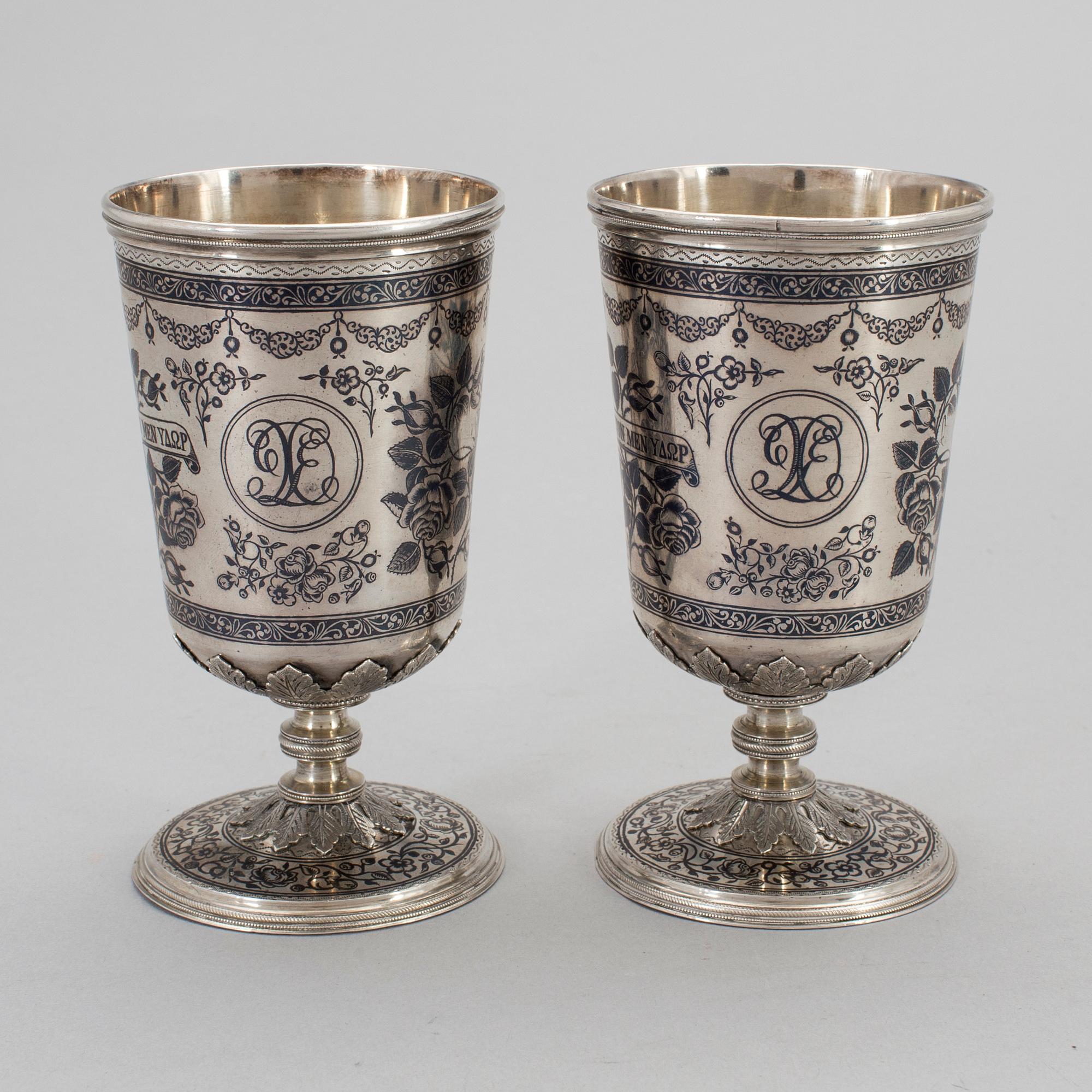 TWO GREEK SILVER GOBLETS,  with Swedish import marks.