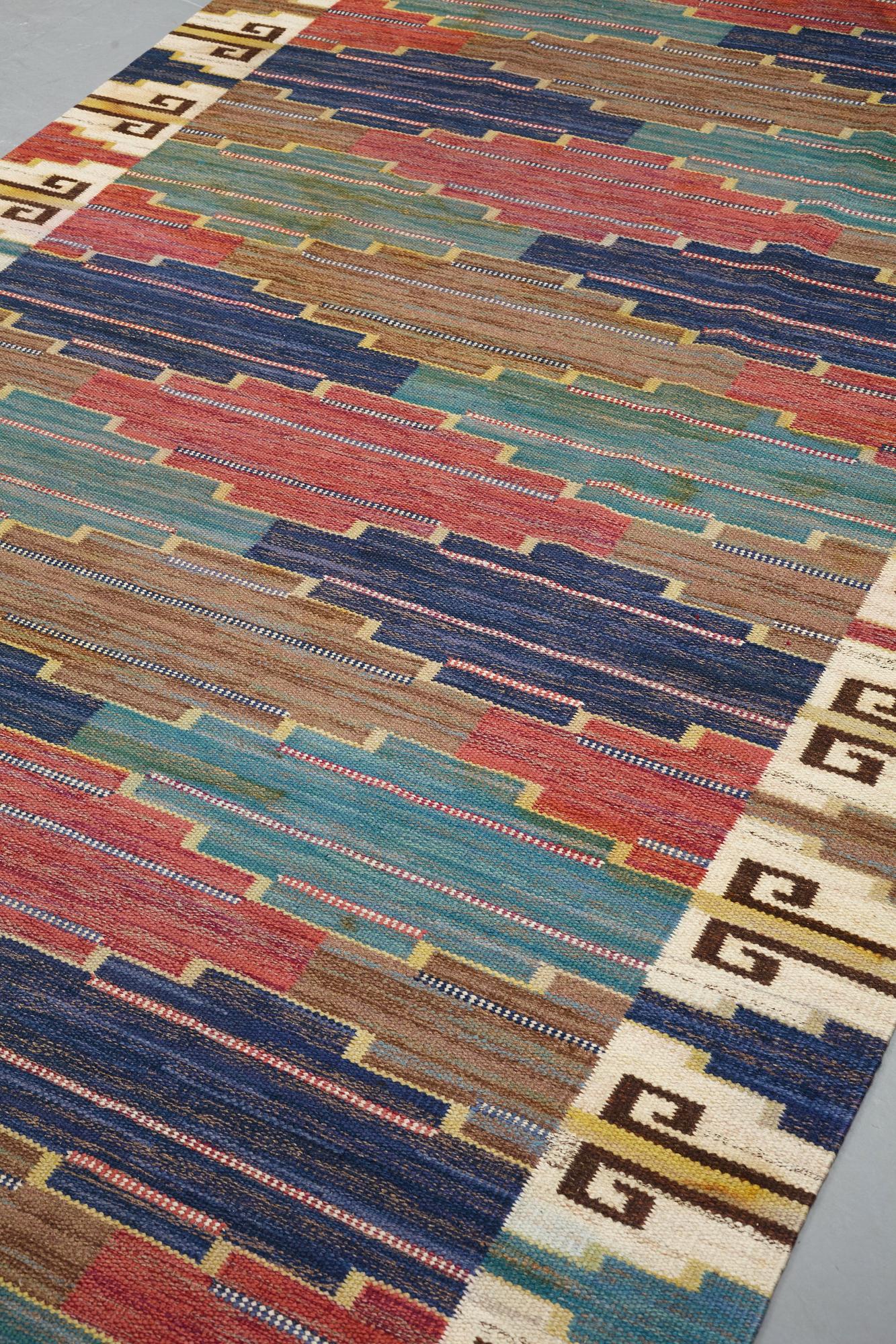 Märta Måås-Fjetterström, a carpet, "Blå heden", flat weave, ca 424-426 x 200,5-203 cm, signed AB MMF.