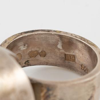 Lars Arby, four rings, sterling silver and enamel, Gothenburg 1966 and 1976.