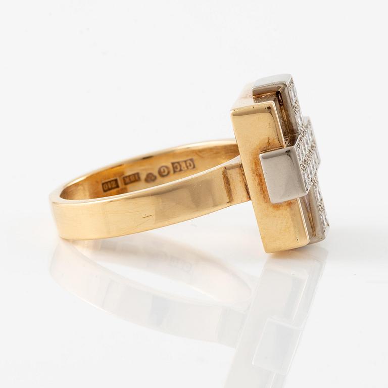 Gunnar Cyrén, a ring 18K rose and white gold with 20 brilliant-cut diamonds, unique, Gävle 1998.
