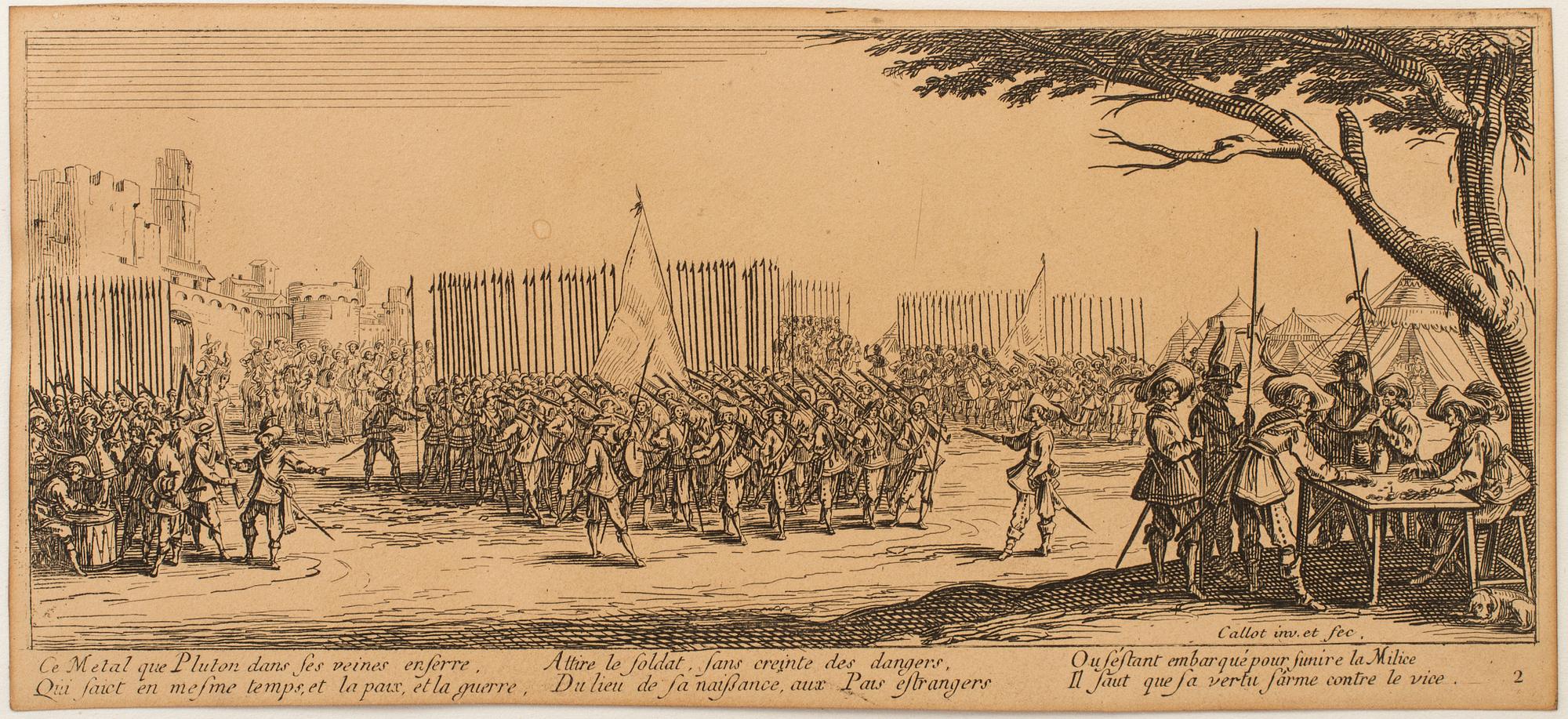 JACQUES CALLOT, Book, collection of 18 etchnings from Les miseres et les mal-hevrs de la gverre. 1633, later edition.