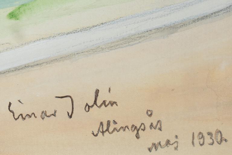 Einar Jolin, akvarell, signerad och daterad Alingsås maj 1930.