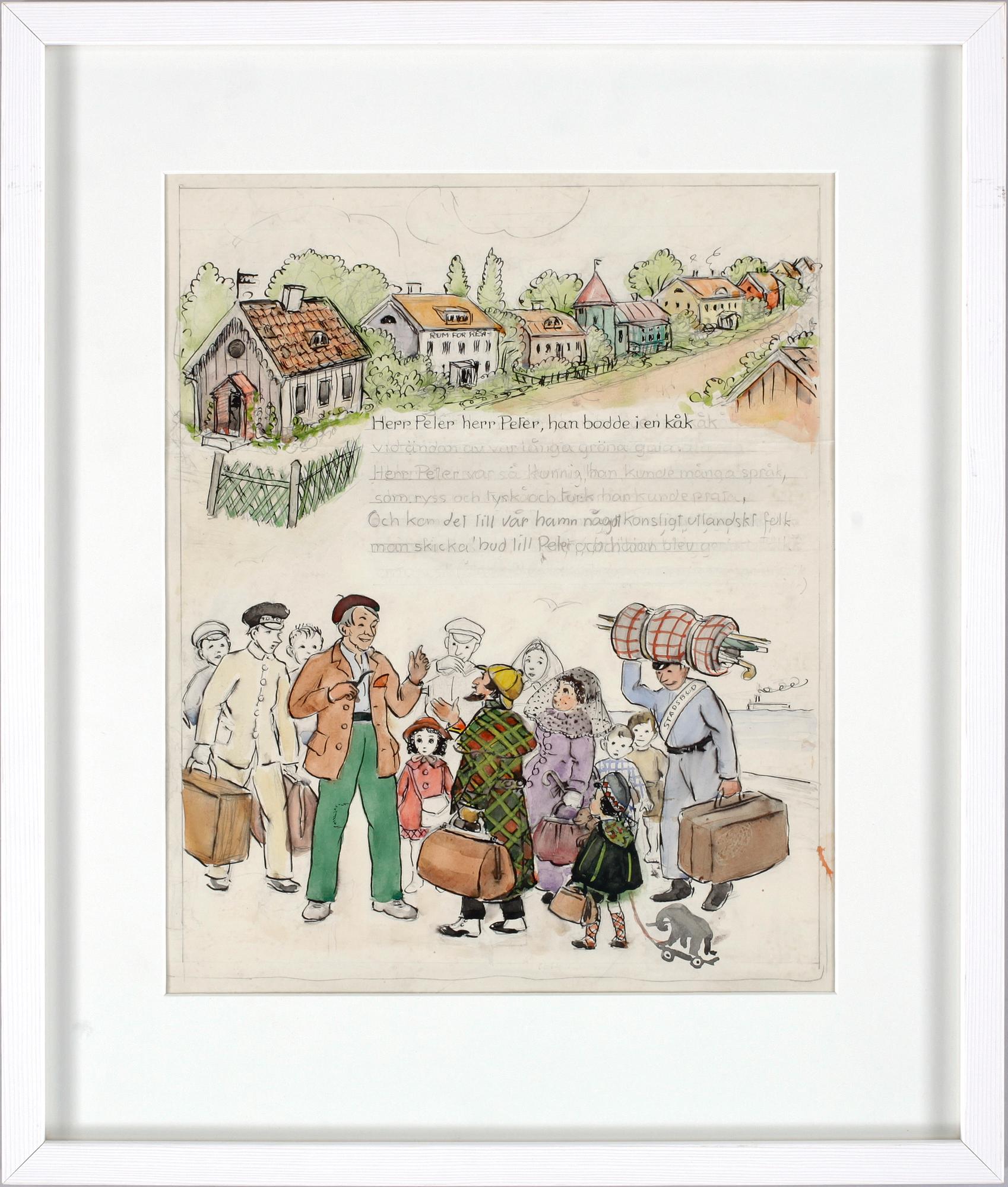 ELSA BESKOW. Akvarell och tusch. Ej sign.