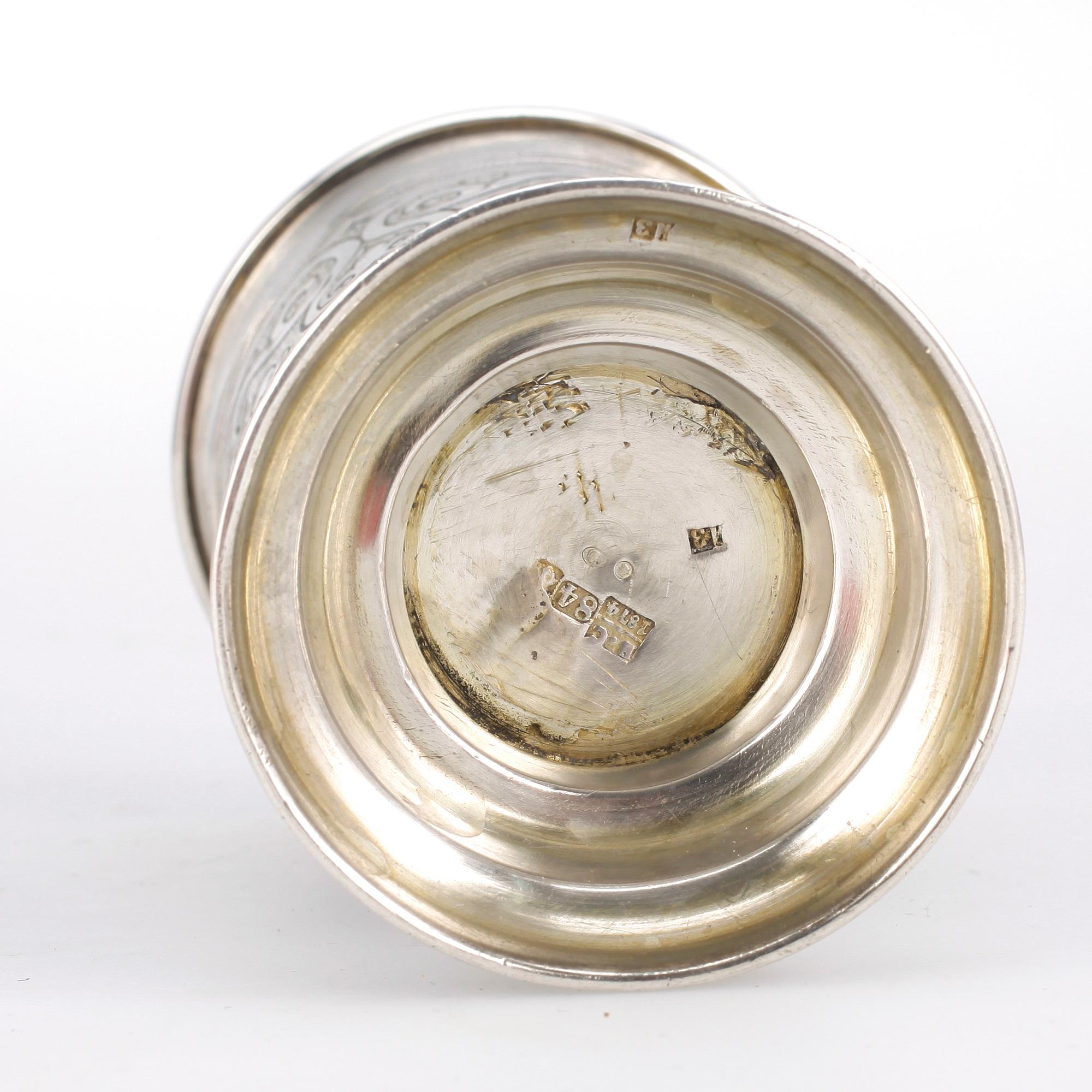 BÄGARE, silver, troligen Victor Vasilyevich Savinsky, Moskva, 1874, vikt ca 72 gram.