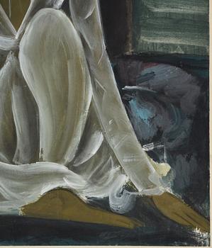 Lin Fengmian, 'Lady in white with vase'.