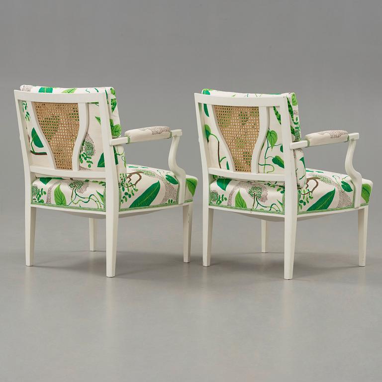 Josef Frank, a pair of white lacquered armchairs, Svenskt Tenn, Sweden, model 969.