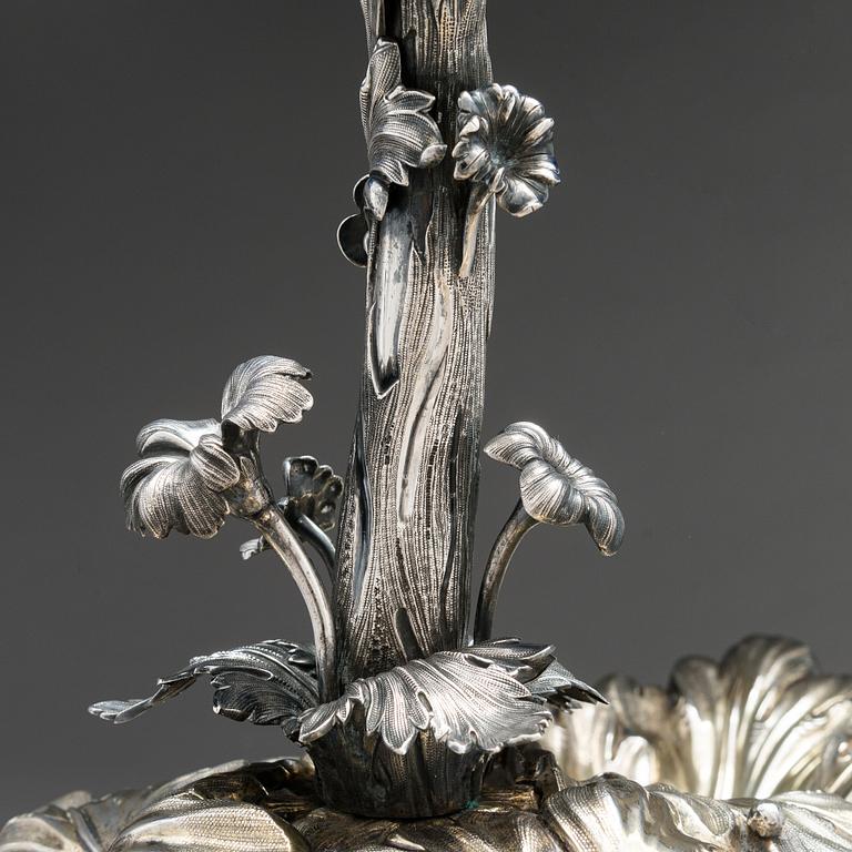 A Swedish parcel-gilt silver centrepiece bowl, Gustaf Möllenborg, Stockholm 1862.