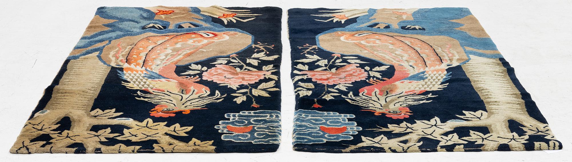 A a pair of semi-antique Baotou, c. 142 x 44 cm.