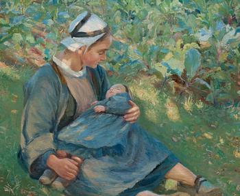 Gerda Roosval-Kallstenius, Rural scene from Brittany, France.
