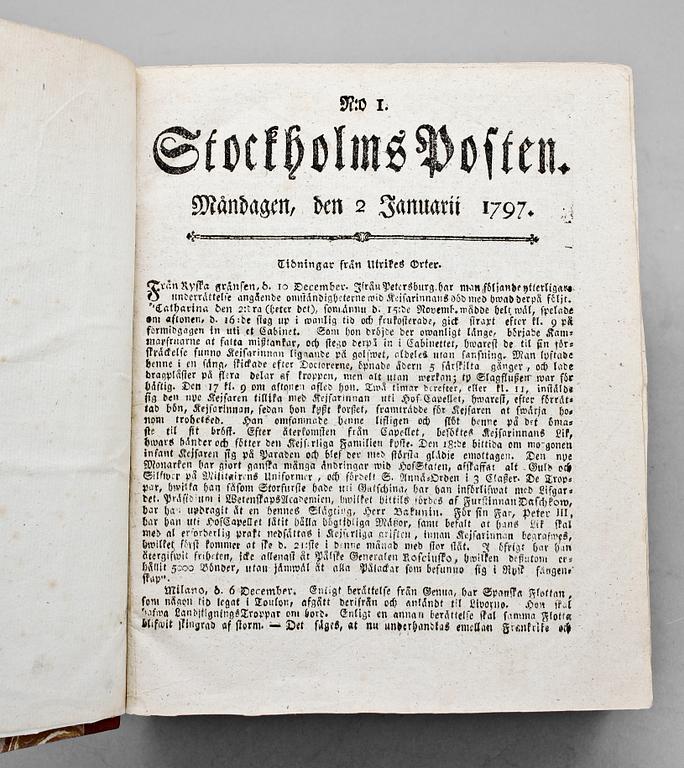 BOK, inbunden årgång av tidningen "Stockholms Posten 1797".