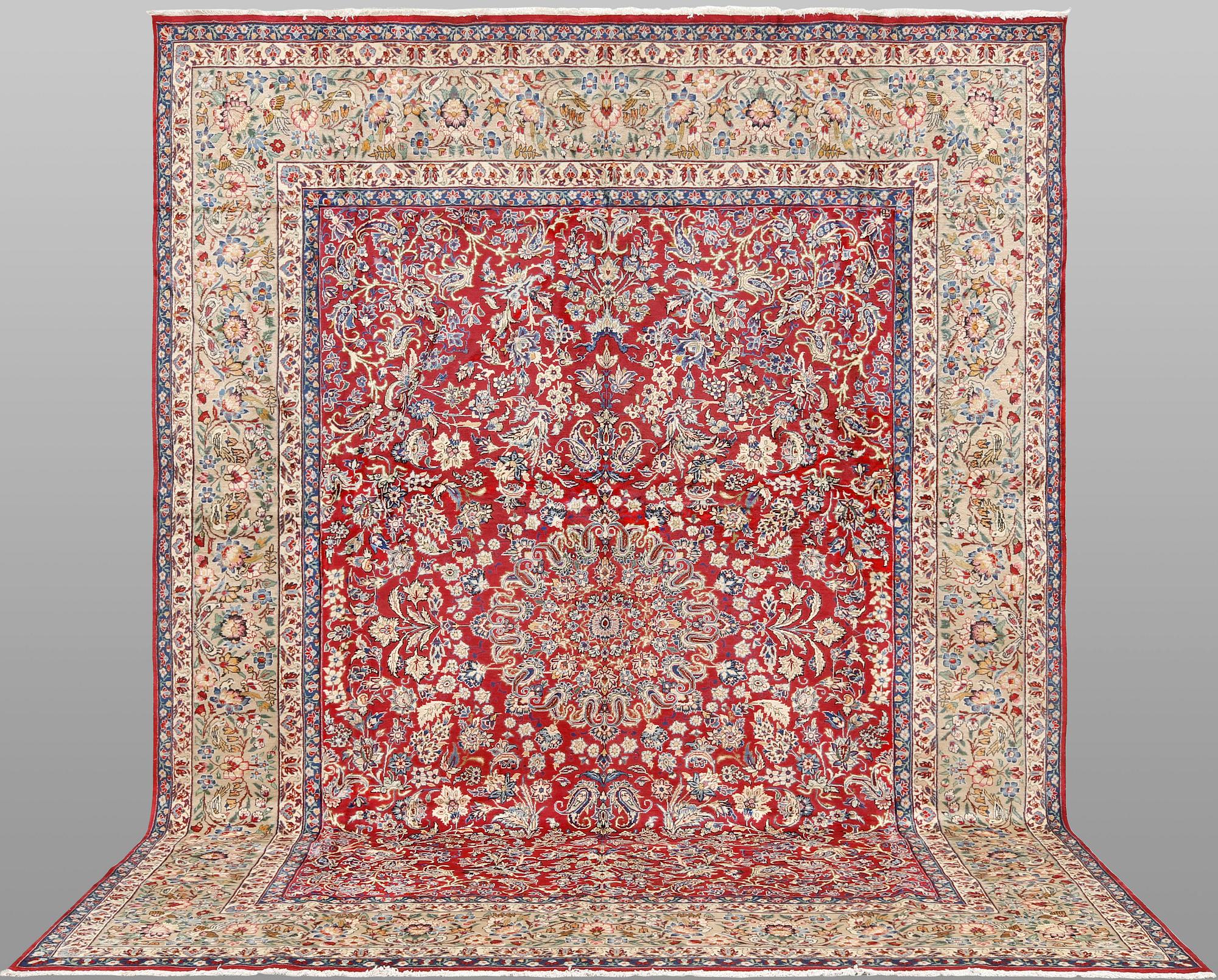 A carpet Yazd, c. 394 x 299 cm.