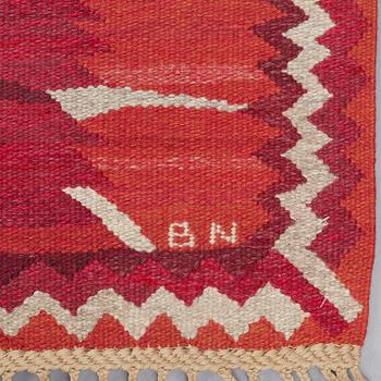 Barbro Nilsson, A CARPET, "Strålblomman, röd", flat weave, ca 313,5 x 200-202,5 cm, signed AB MMF BN.