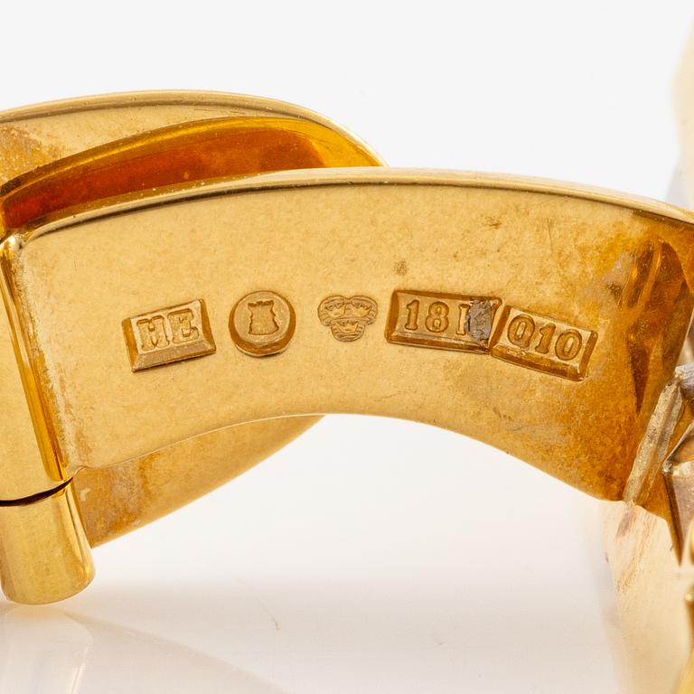 Manschettknappar, ett par, 18K guld med små briljantslipade diamanter, Heribert Engelbert.