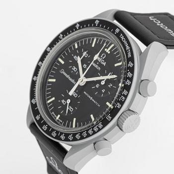 Swatch/Omega, MoonSwatch, "Mission to the Moon", chronograph, wristwatch, 42 mm.