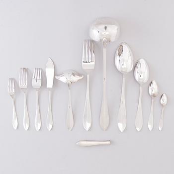 A 1920s 88-piece set of silver cutlery and 12 knife handles, Warsaw Poland.