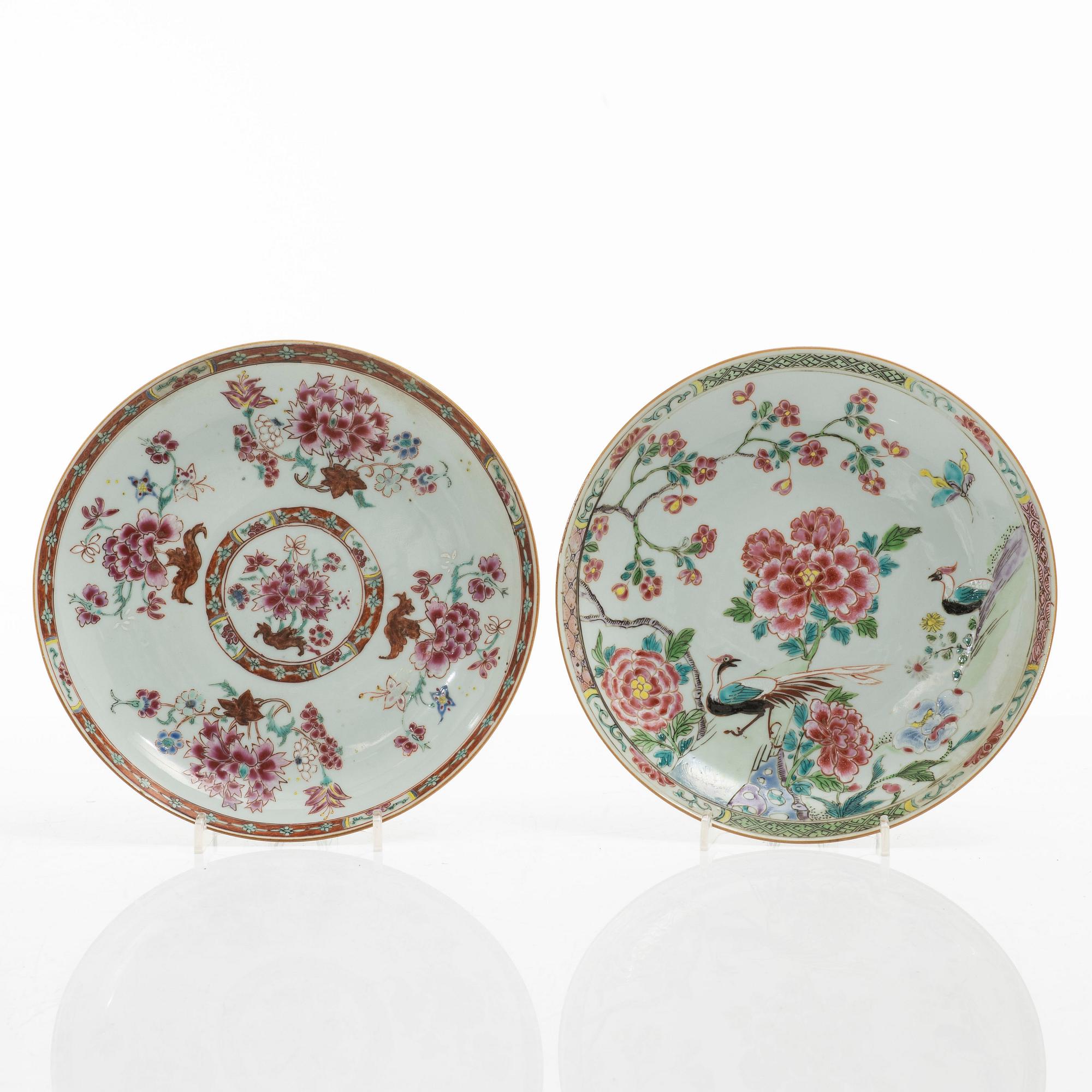 Tallrikar, 15 stycken, porslin, Kina, Qingdynastin, 1700-tal.