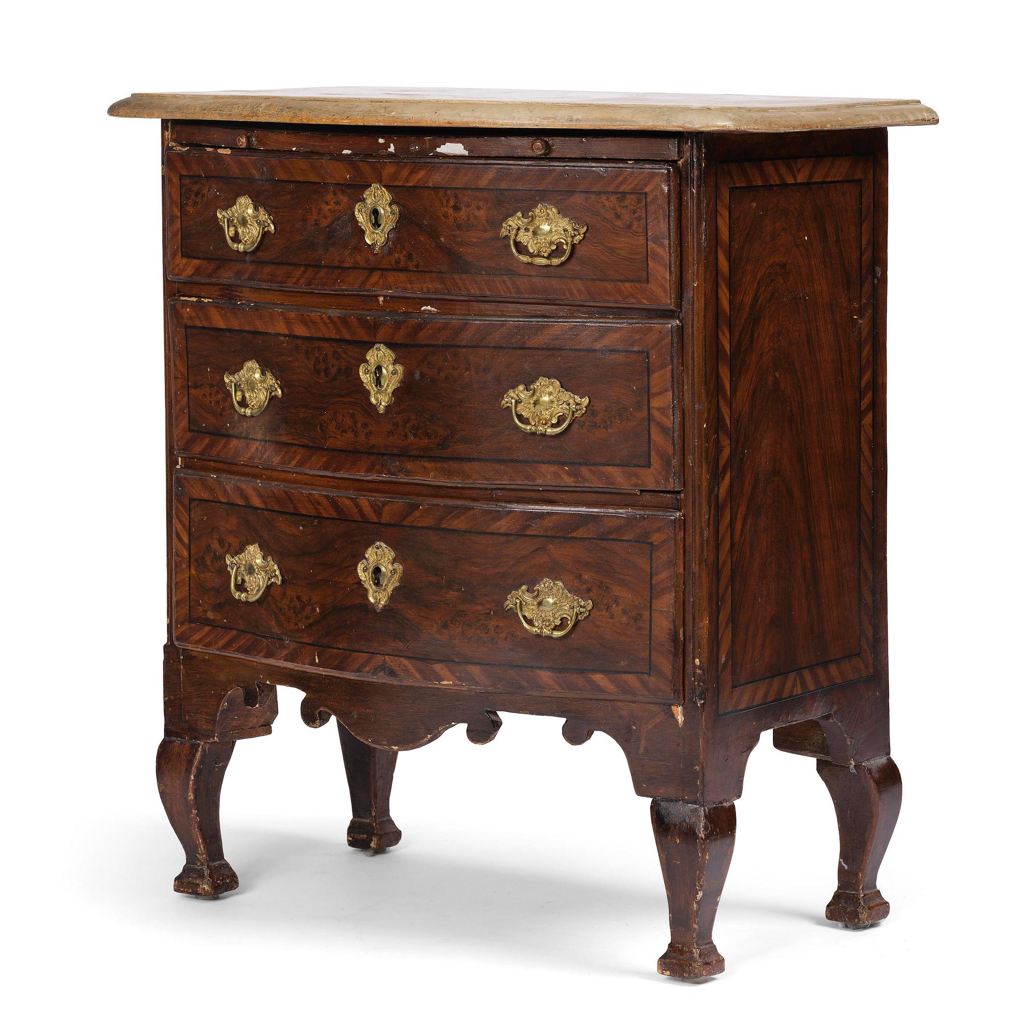 A Swedish late baroque faux bois commode, mid 18th century.