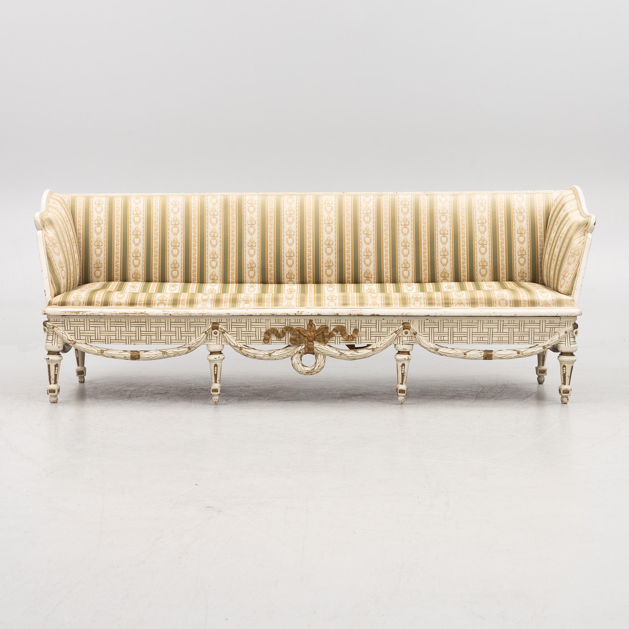 A Gustavian sofa, later part 18th century.