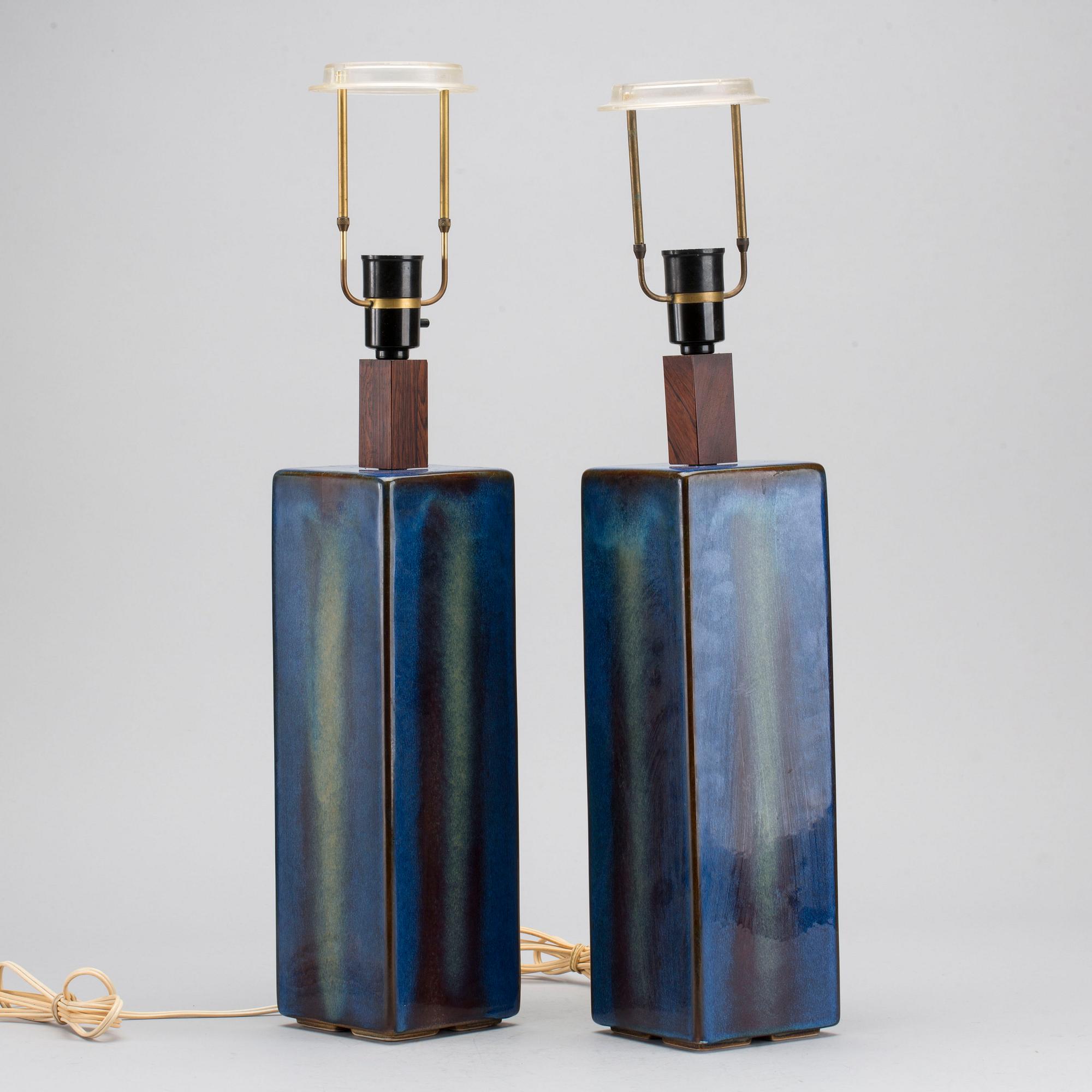 A pair of Danish Söholm table lamps, alter part of the 20th century.