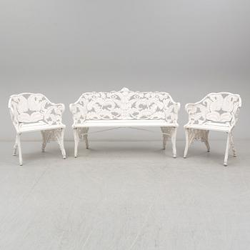 SOFFA, 2 FÅTÖLJER, "Ormbunke", Melins Anderstorp, 1900-talets andra hälft.