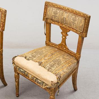 A pair of late Gustavian chairs, early 19th century.