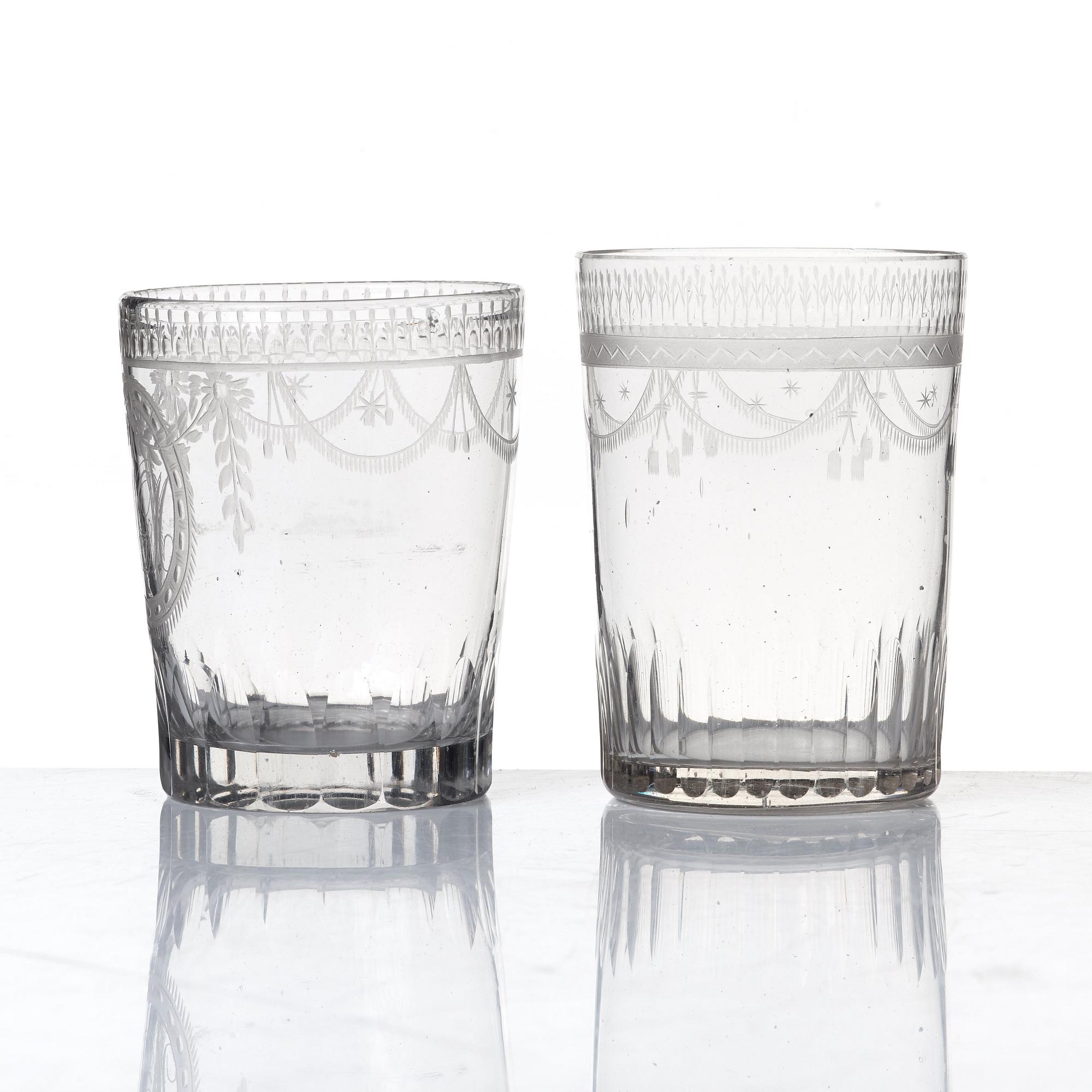 Glas, 10 stycken. Sengustavianska, omkring 1800.