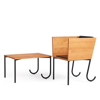 Jonas Bohlin, a table and easy chair,  'Formula ask', Jonas Bohlin Design AB, Sweden 1999.