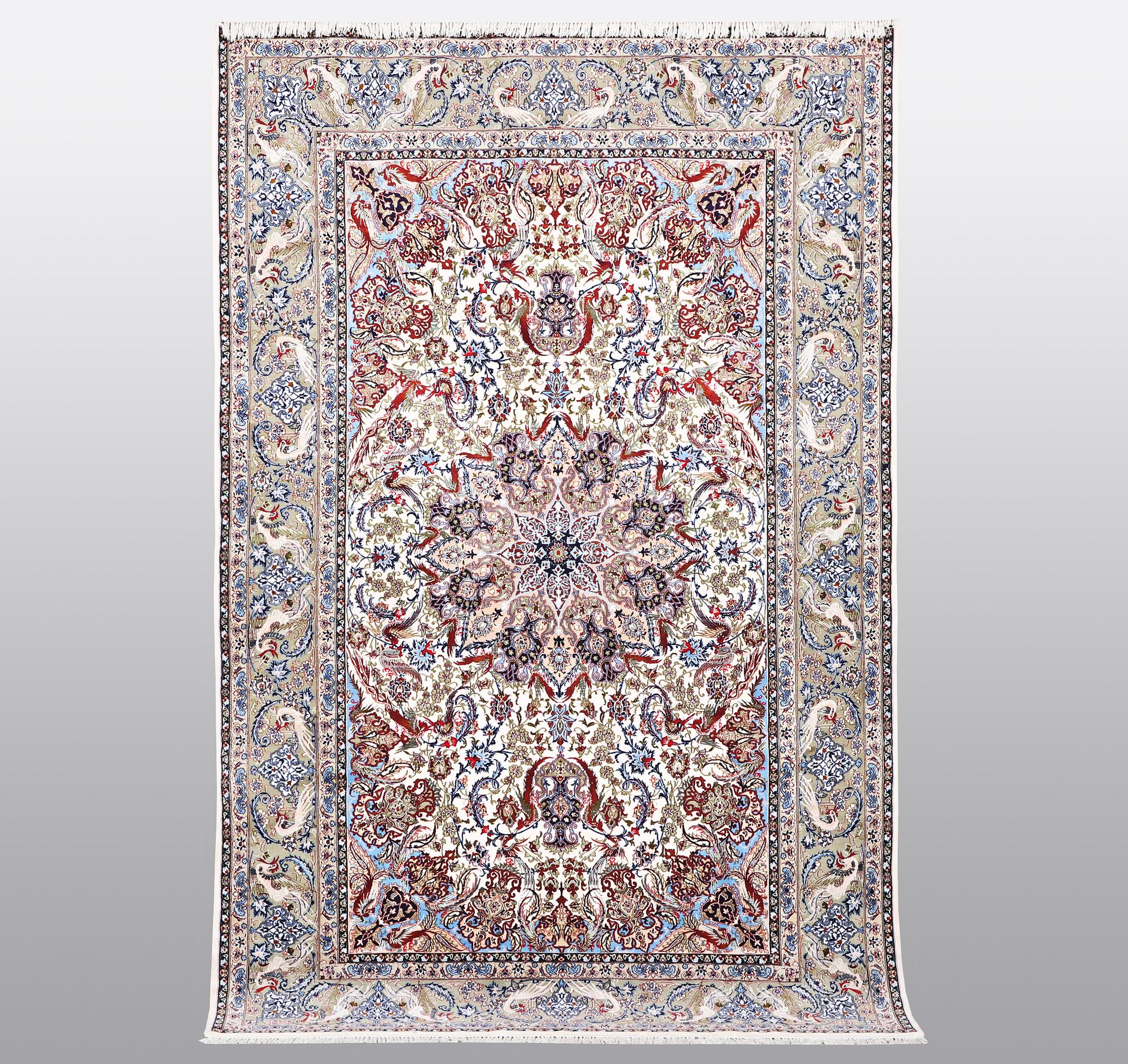 A carpet, Old Esfahan, part silk, ca 308 x 202 cm.