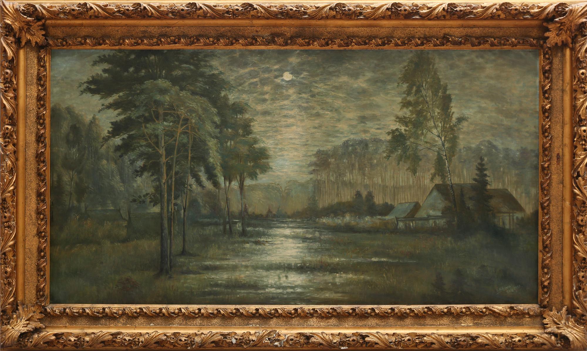 OKÄND KONSTNÄR, olja på duk, signerad N Nilsson? och daterad 20/11 1915.