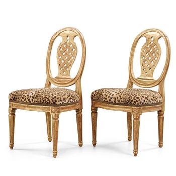 48. A pair of Gustavian late 18th century chairs by  Melchior Lundberg master in Stockholm 1775-1812).