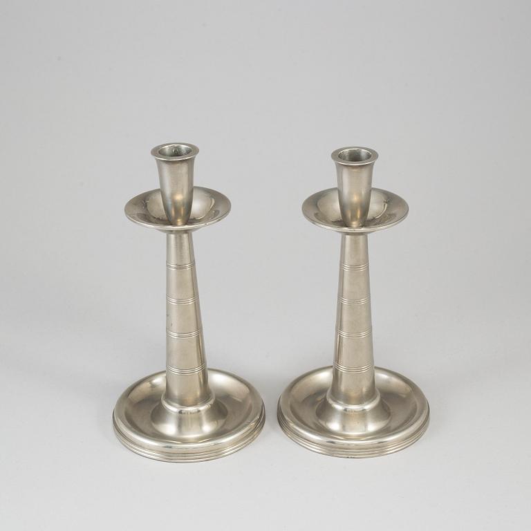 A pair of Swedish 20th century  pewter candlesticks for GAB.