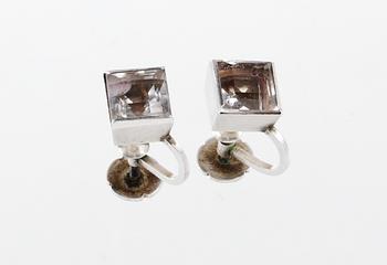 A pair of Wiwen Nilsson sterling and rock crystal earrings, Lund 1948.