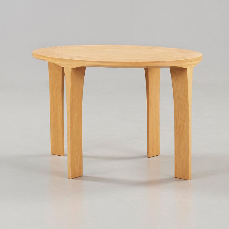 STIG LÖNNGREN, a birch and brown leather sofa and table, Lars Larsson, HI-gruppen, Sweden 1972.