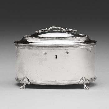 907. A Swedish 18th century silver sugar-casket, mark of Pehr Zethelius, Stockholm 1798.