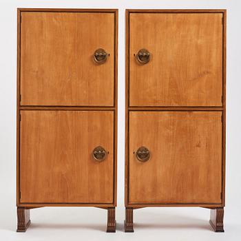 Otto Schulz, a pair of Swedish Modern elm veneered cabinets, Boet, Gothenburg 1940s-50s.